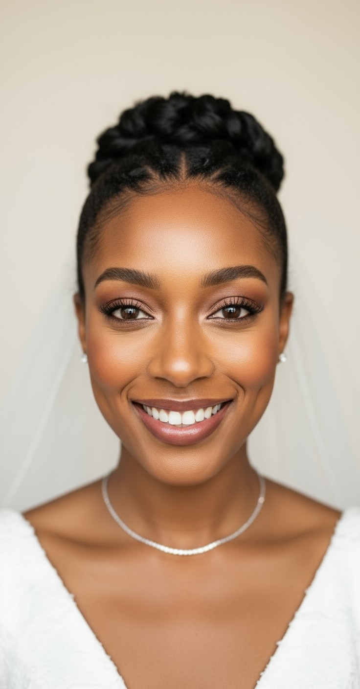 After Wedding Updo With Veil Underneath